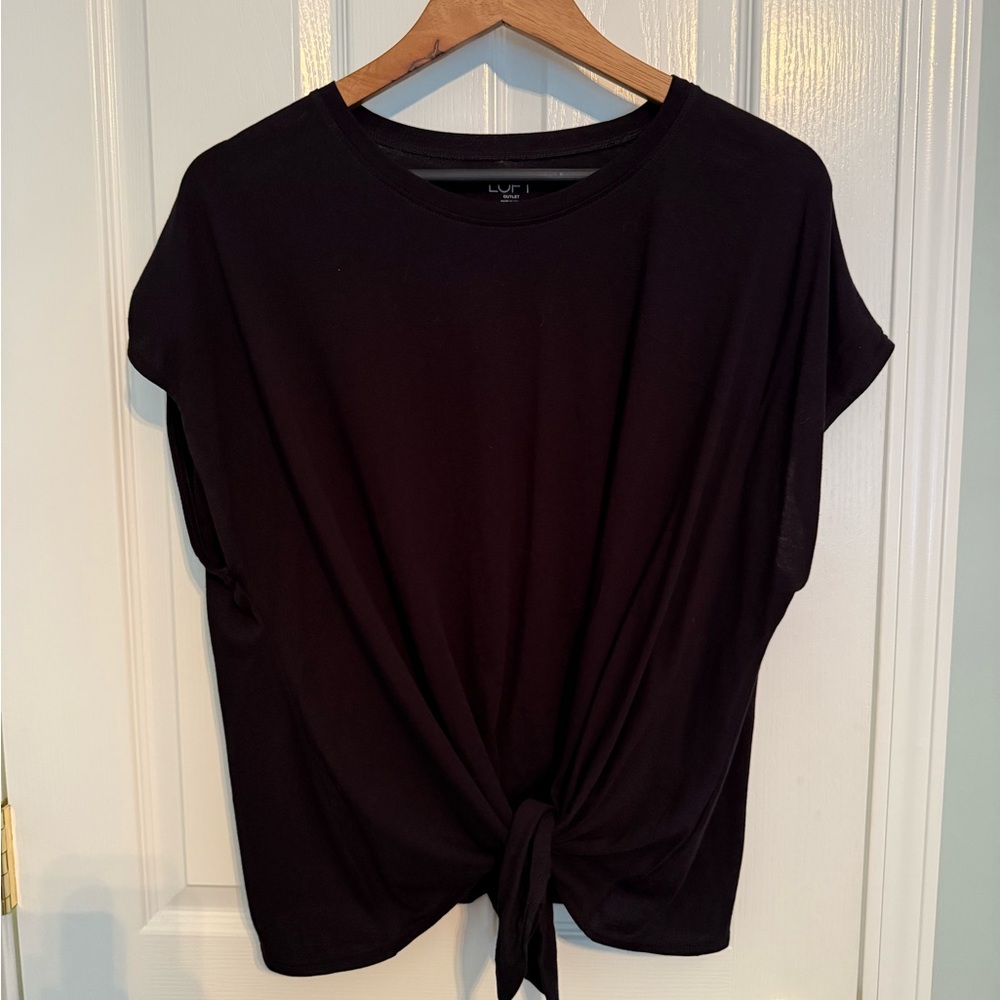LOFT outlet Black Tie-Front Women's Top